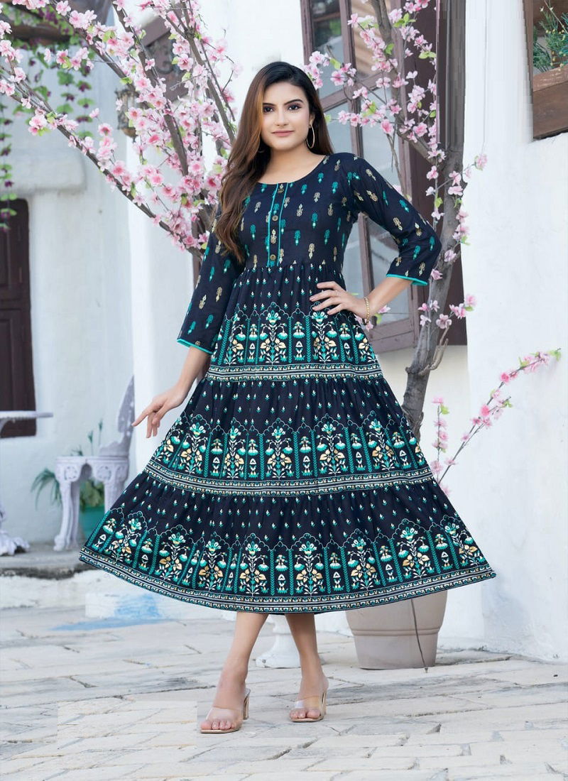 Hirwa Shrimati Printed Designer Wholesale Anarkali Kurtis
